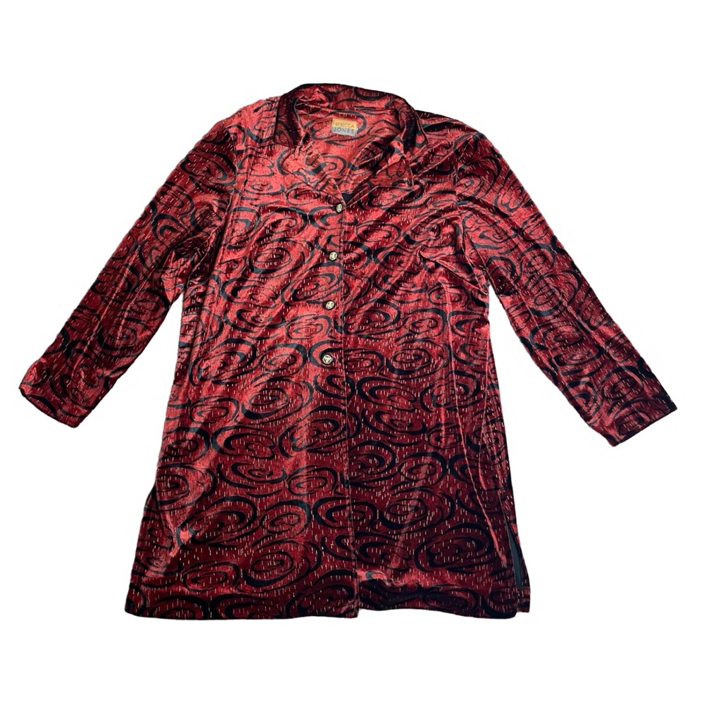 Rebecca Jones Vintage 90s Velvet Shirt Dress / Tunic Size XL